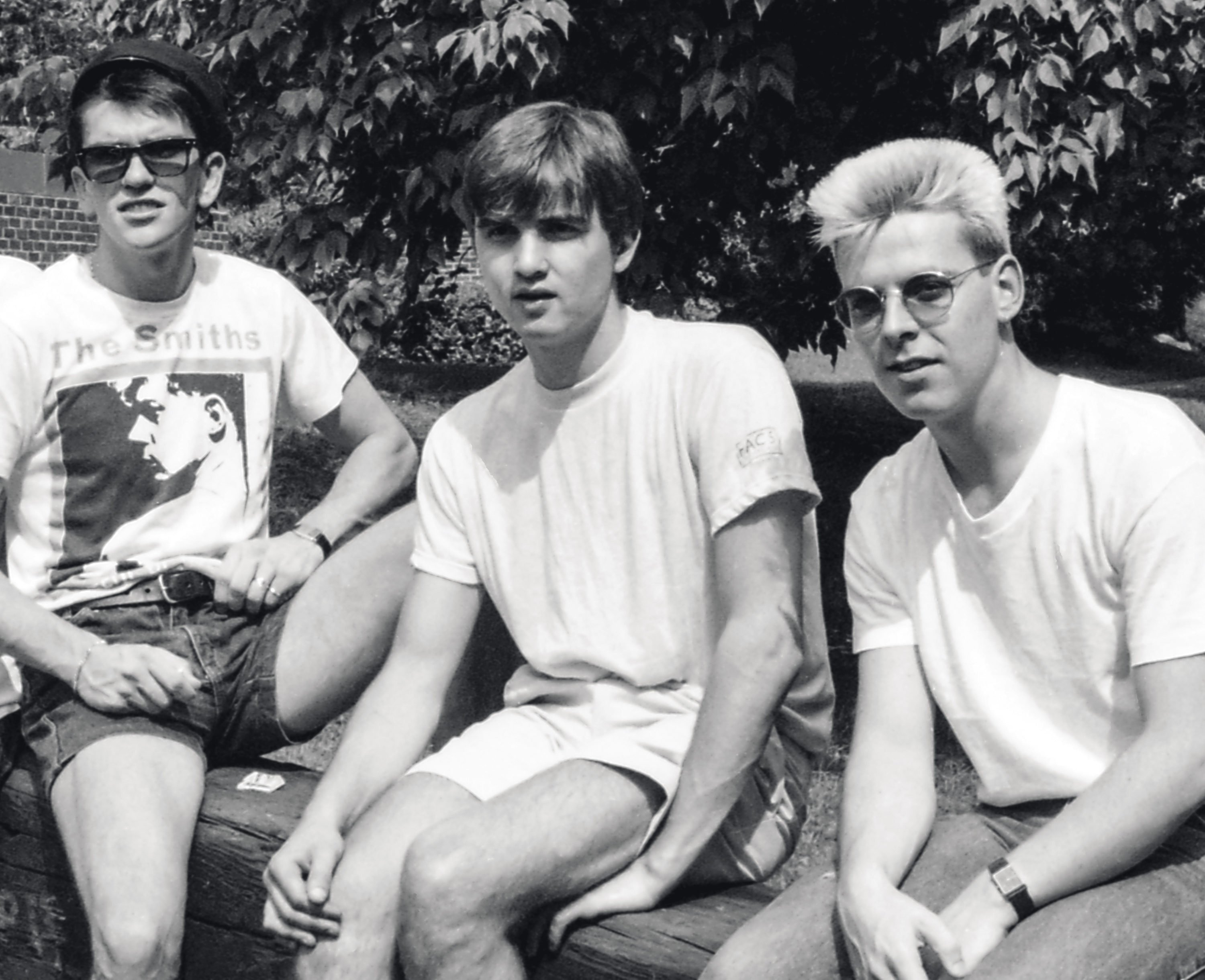 TheSmiths_p166-167 - Washingtonian Mike Joyce, the drummer, Phil Powell, Johnny Marr's guitar tech, and Andy Rourke, the bassist at the Four Seasons hotel in Georgetown in '86 on last US tour. "They were all a little hung over," Darmrong says.