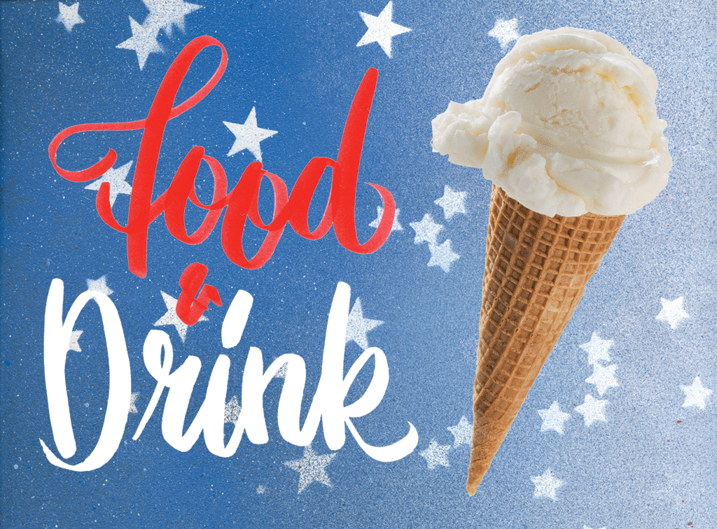 Best of Washington. Typography and flag pattern by Brian Kaspr; ice cream via iStock.