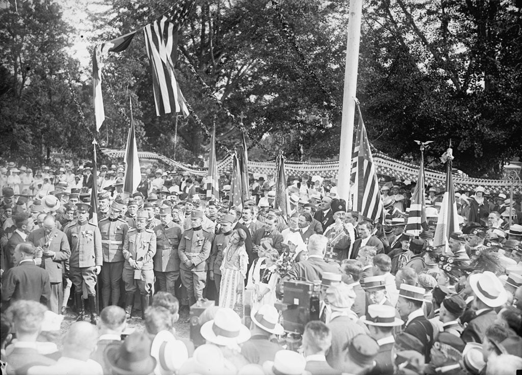 Foreign soldiers at a Fourth of July celebration in DC. Photograph via Harris & Ewing Collection (Library of Congress).