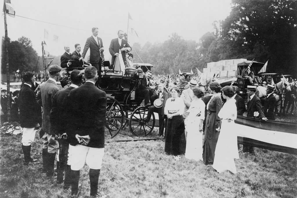 People and horse-drawn wagons at a Rock Creek Park horse show. National Photo Company Collection (Library of Congress).