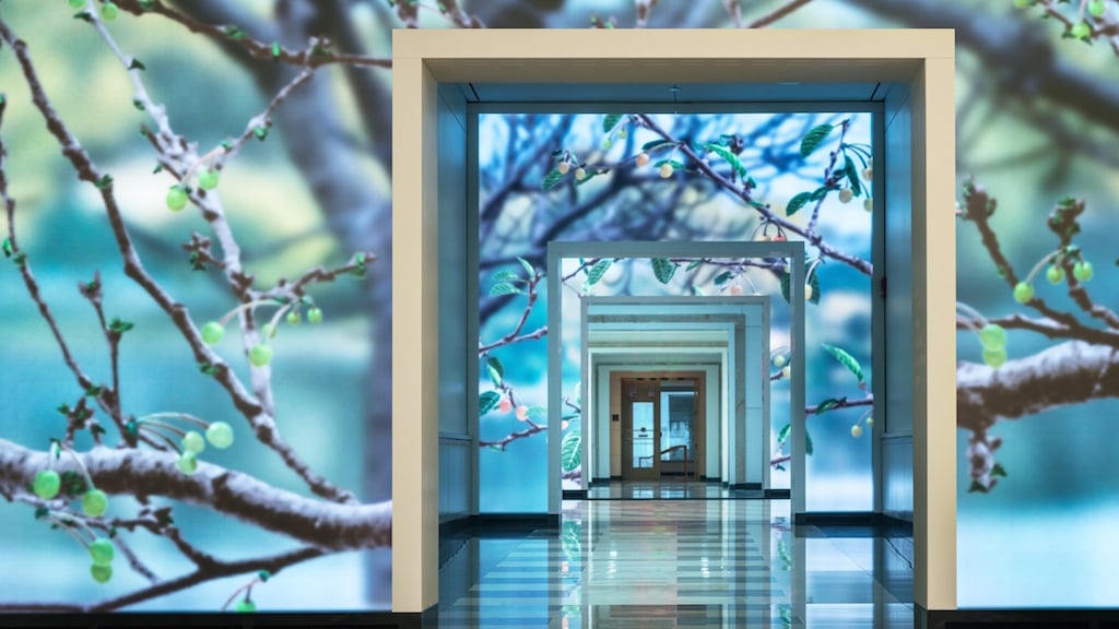 This Historic Building Just Turned Its Lobby into a Digital Cherry Blossom Bonanza
