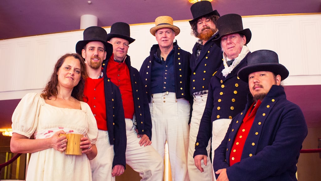 DC Sea Chantey: The Chanteymen, with the group's founding member Myron Peterson second from right, at the Kennedy Center. Photograph by Wilson Freeman.