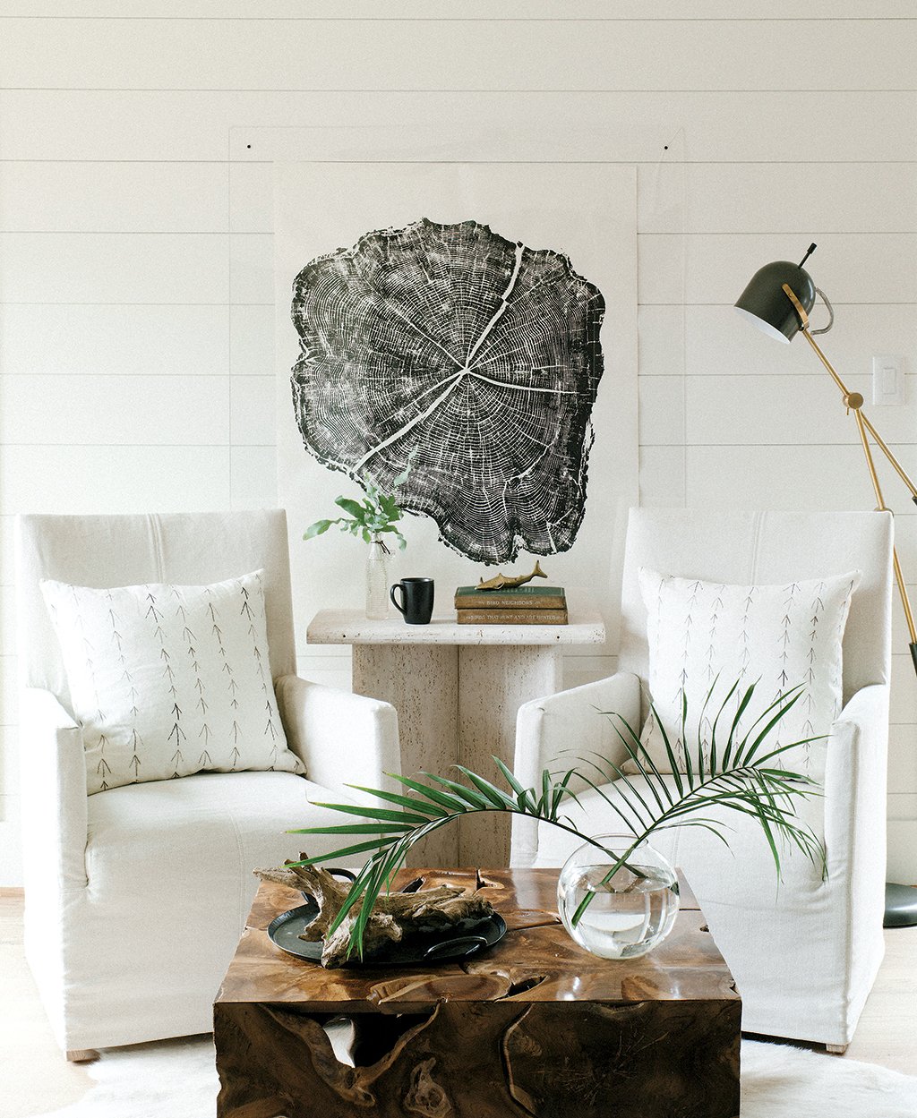 A designer turned a niche in the kitchen of her vacation home into a coffee-drinking spot. Photograph by Helen Norman.