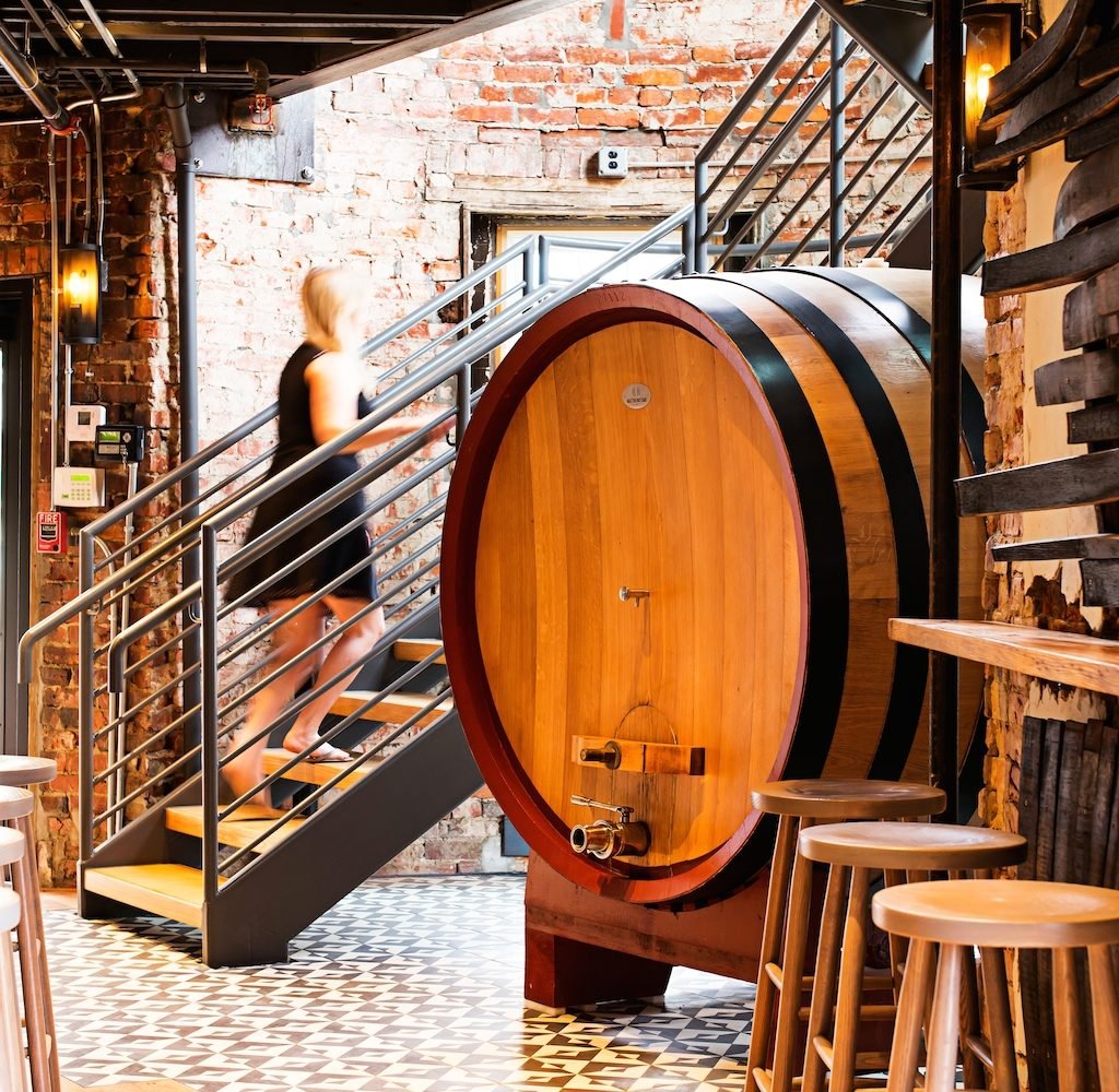 New DC Restaurants: A 660-gallon barrel is used to ferment and produce hard cider on property at Anxo. Photograph by Scott Suchman.