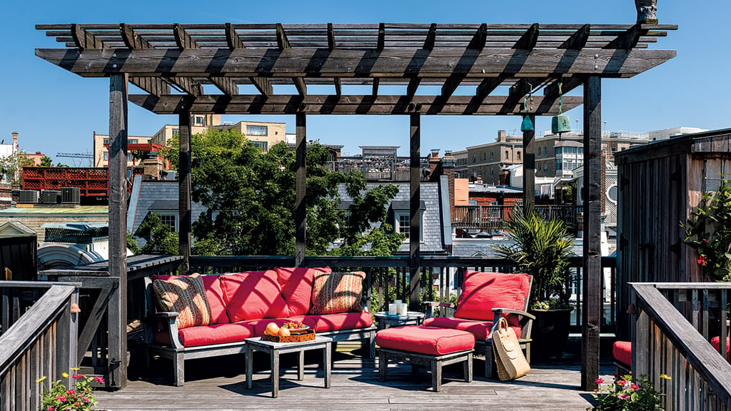 A three-story roof deck in Kalorama. Photograph by Andrew Propp.