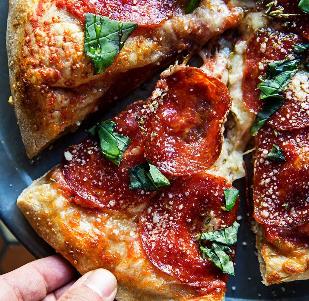 Pepperoni pizza with honey at All-Purpose Pizzeria. All photographs by Scott Suchman.