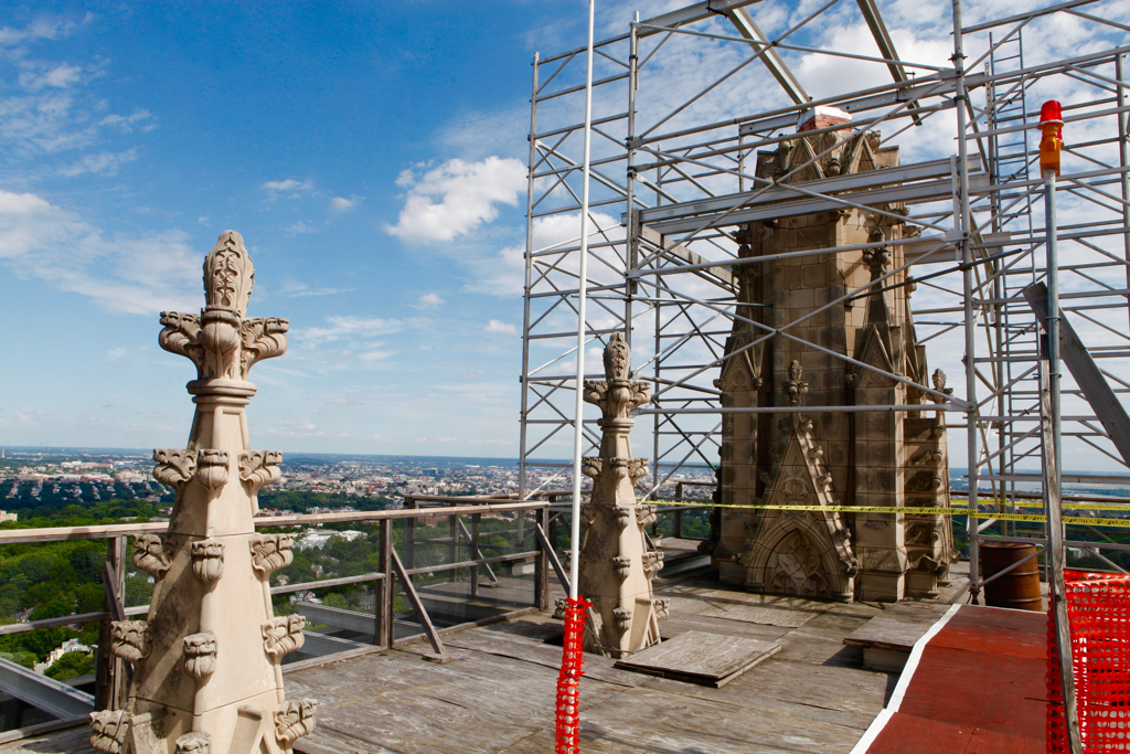 08082016-cathedral4 - Washingtonian The earthquake knocked the pinnacle in the foreground off its axis. The top of the grand pinnacle in the background needs to be rebuilt entirely.