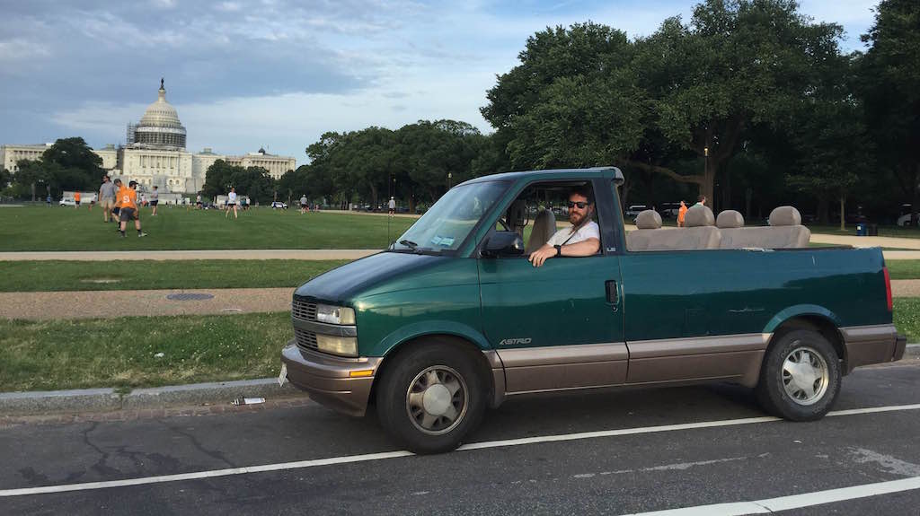 babe safari_featured - Washingtonian Tim Mudrick in the Babe Safari in front of the Capitol. Photo courtesy of Tim Mudrick.