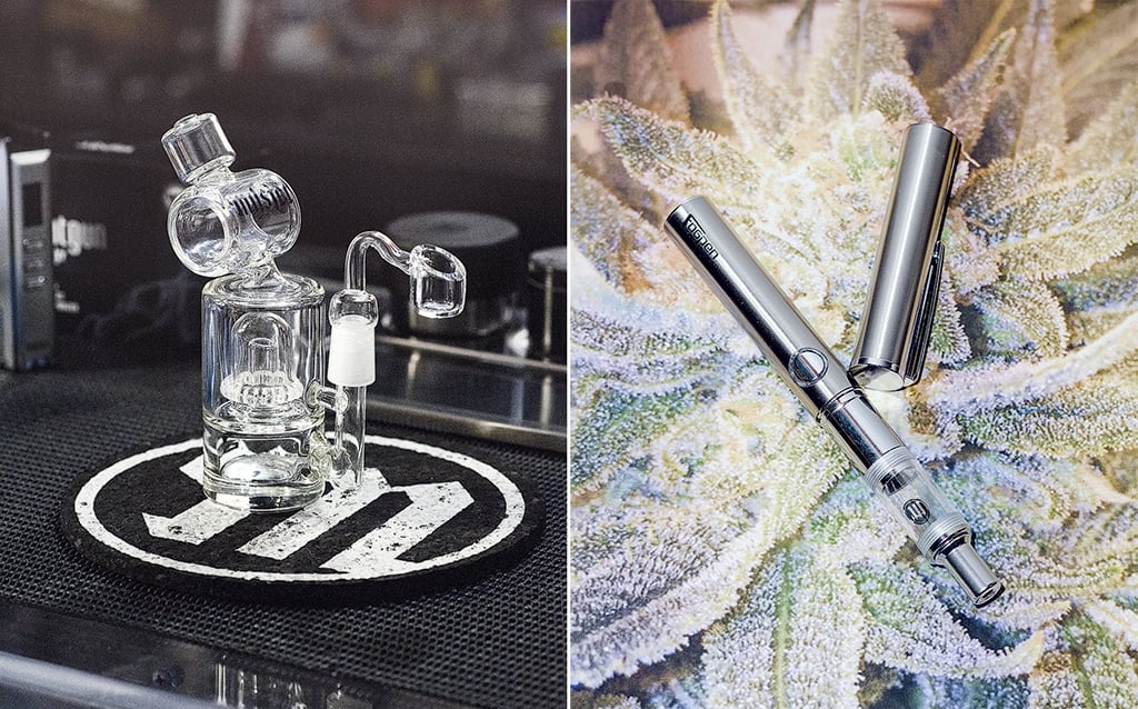 Users can customize the Stashtray with different accessories, including the Ringer. Another invention, the Fogpen slips into your pocket. Photogrpah by Christopher Leaman.