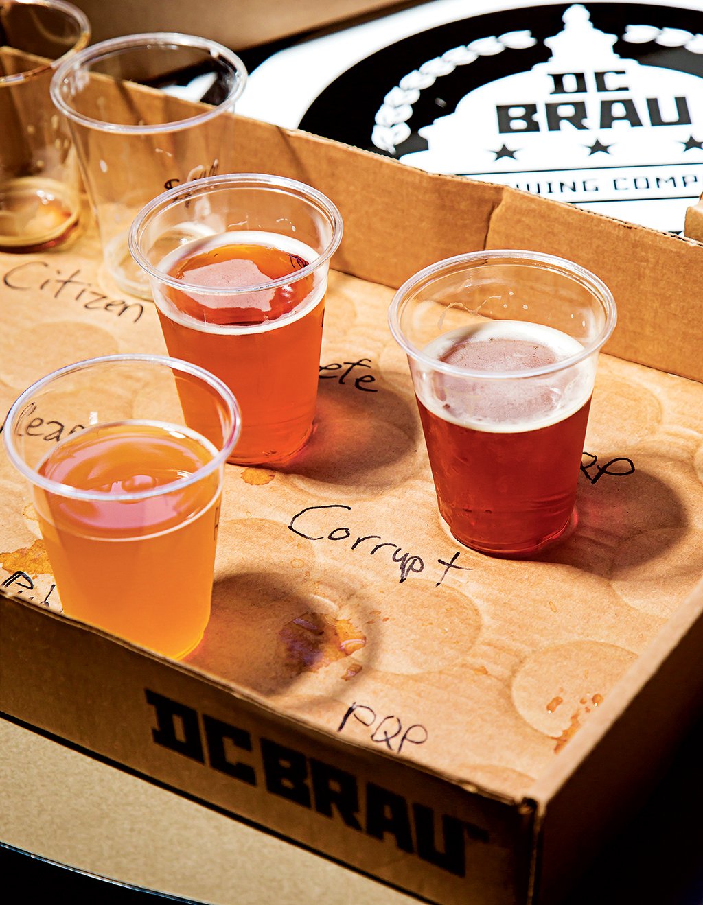 A sampling of pale ales and IPAs at DC Brau. Photograph by Scott Suchman.