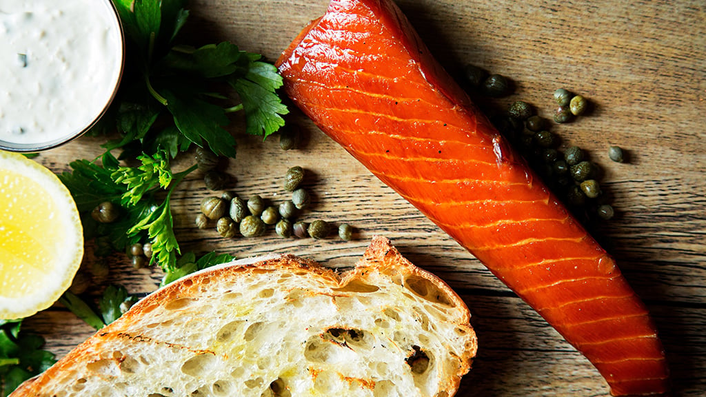 The Tavern at Ivy City Smokehouse. Sugar-cured salmon "candy." Photograph by Scott Suchman.