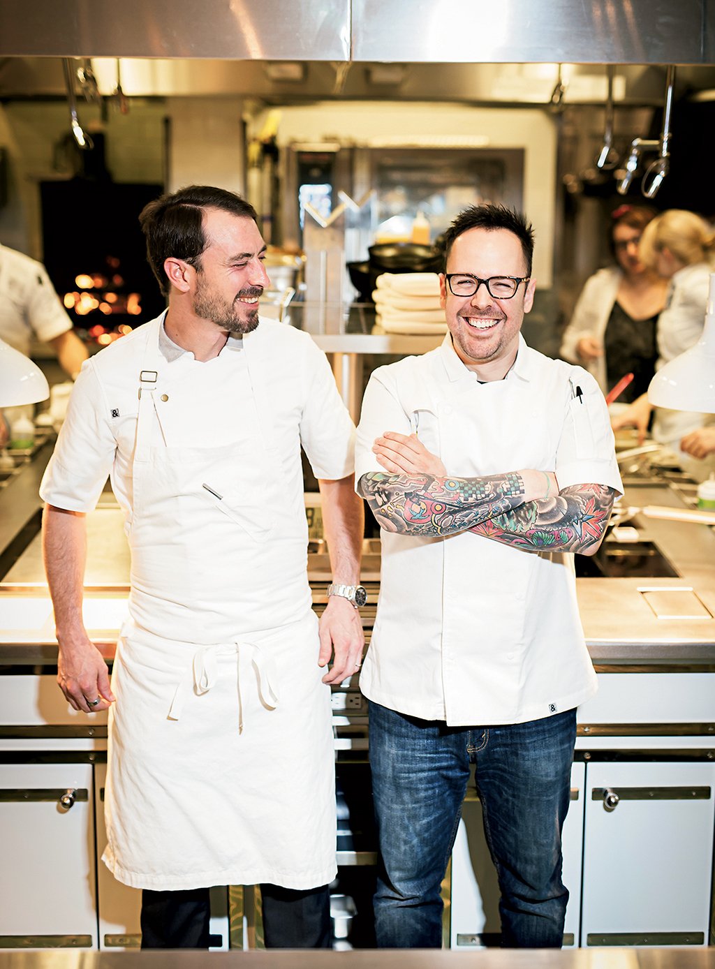 pineapple-and-pearls-aaron-silverman-scott-muns - Washingtonian Chef/owner Aaron Silverman (right) and head chef Scott Muns turn out daring dishes, followed by plates that register as pure comfort. Photograph by Scott Suchman.