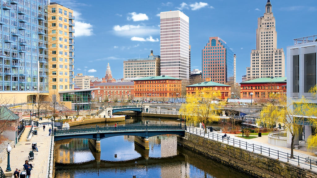 Providence's walkable riverfront. Photograph by Sean Pavone/Alamy.