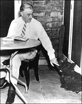  President Franklin D. Roosevelt with Fala. Taken by an employee of the Executive Office of the President of the United States.