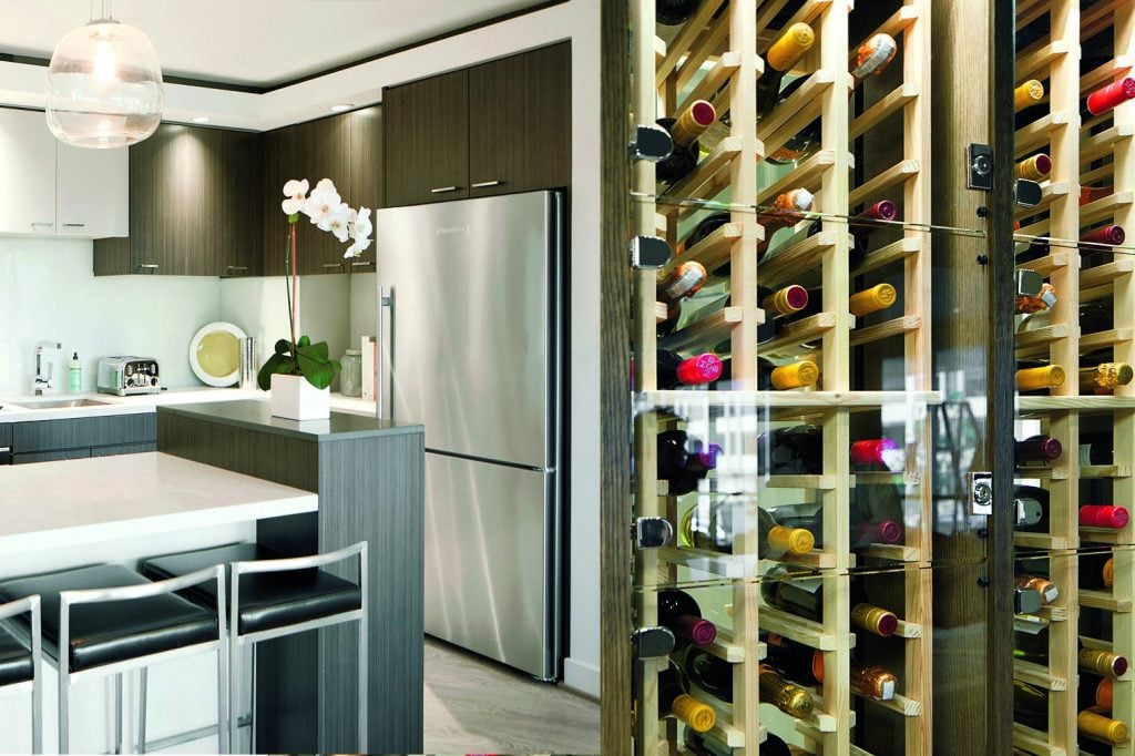 If residents can't fit their wine collections in their own kitchens, they can reserve one of the Hepburn's climate-controlled wine lockers. 