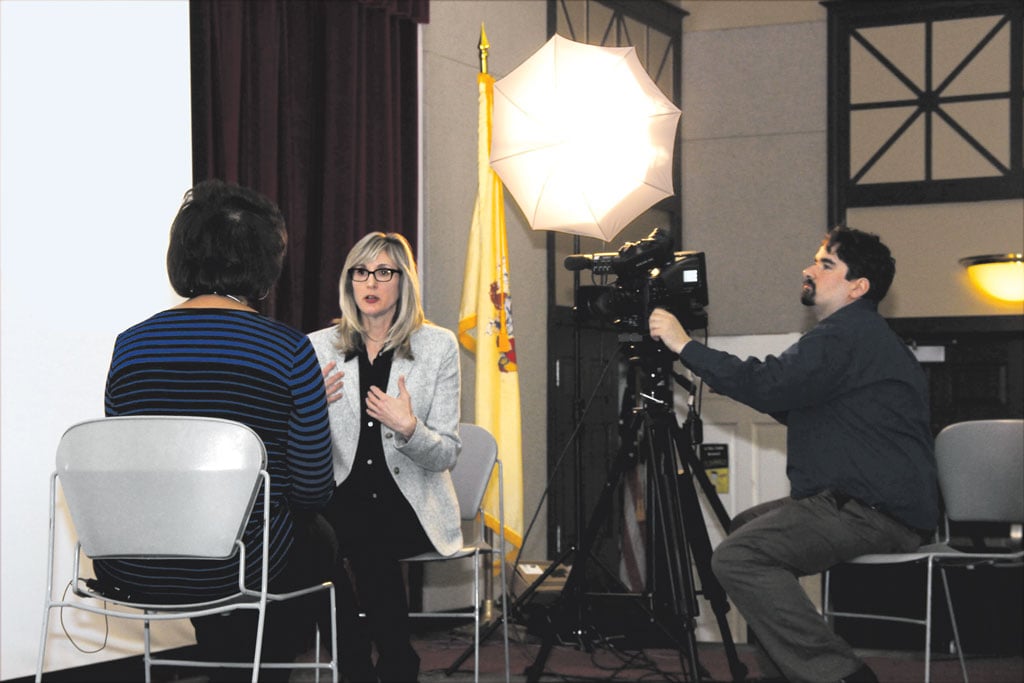 Jahnke started out as a TV weathercaster but decided she'd be more comfortable on the other side of the camera.