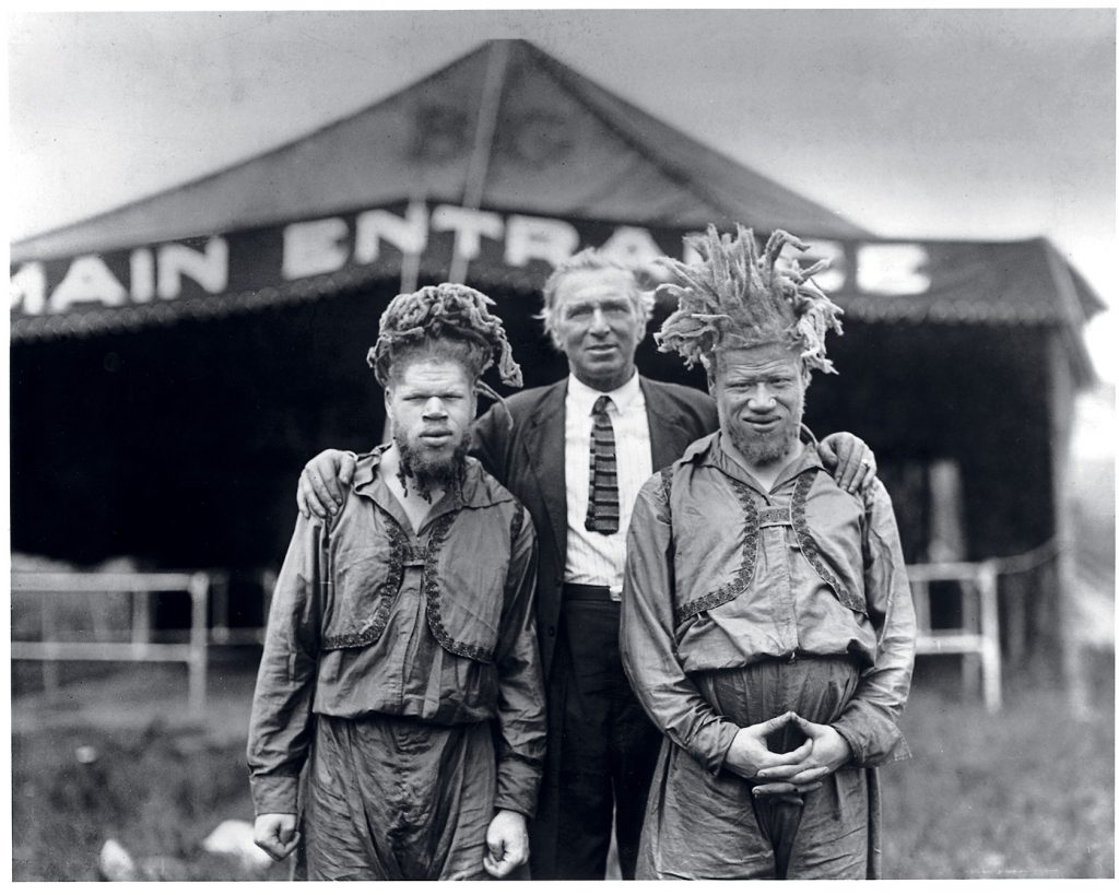 George and Willie in the only known picture of them with on of their captors, showman AI G. Barnes.