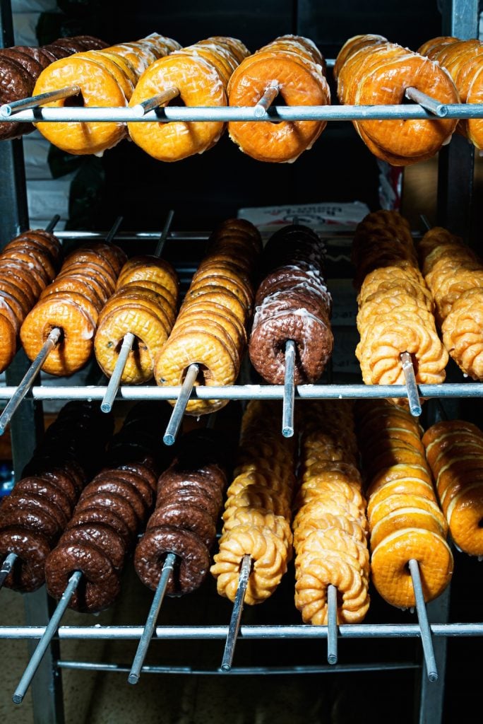 Doughnuts on the drying rack. Photo by Scott Suchman.