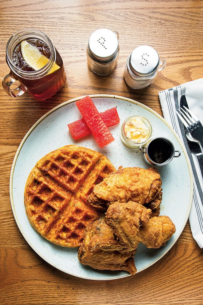 Fried chicken and waffles at Hen Quarter. Photo by Scott Suchman.