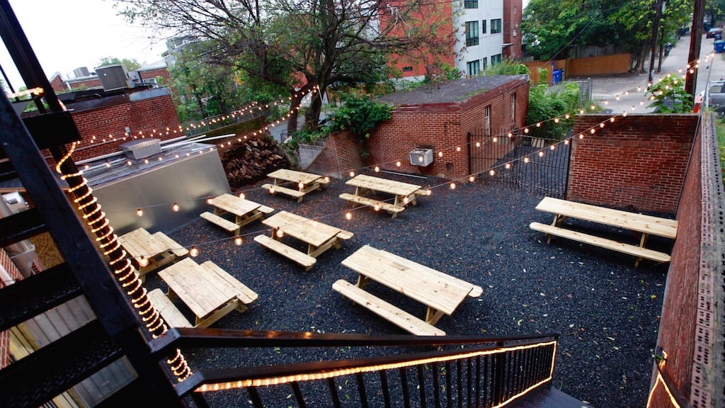 Union Drinkery's back patio will eventually host luaus and pig roasts. Photograph by Evy Mages.