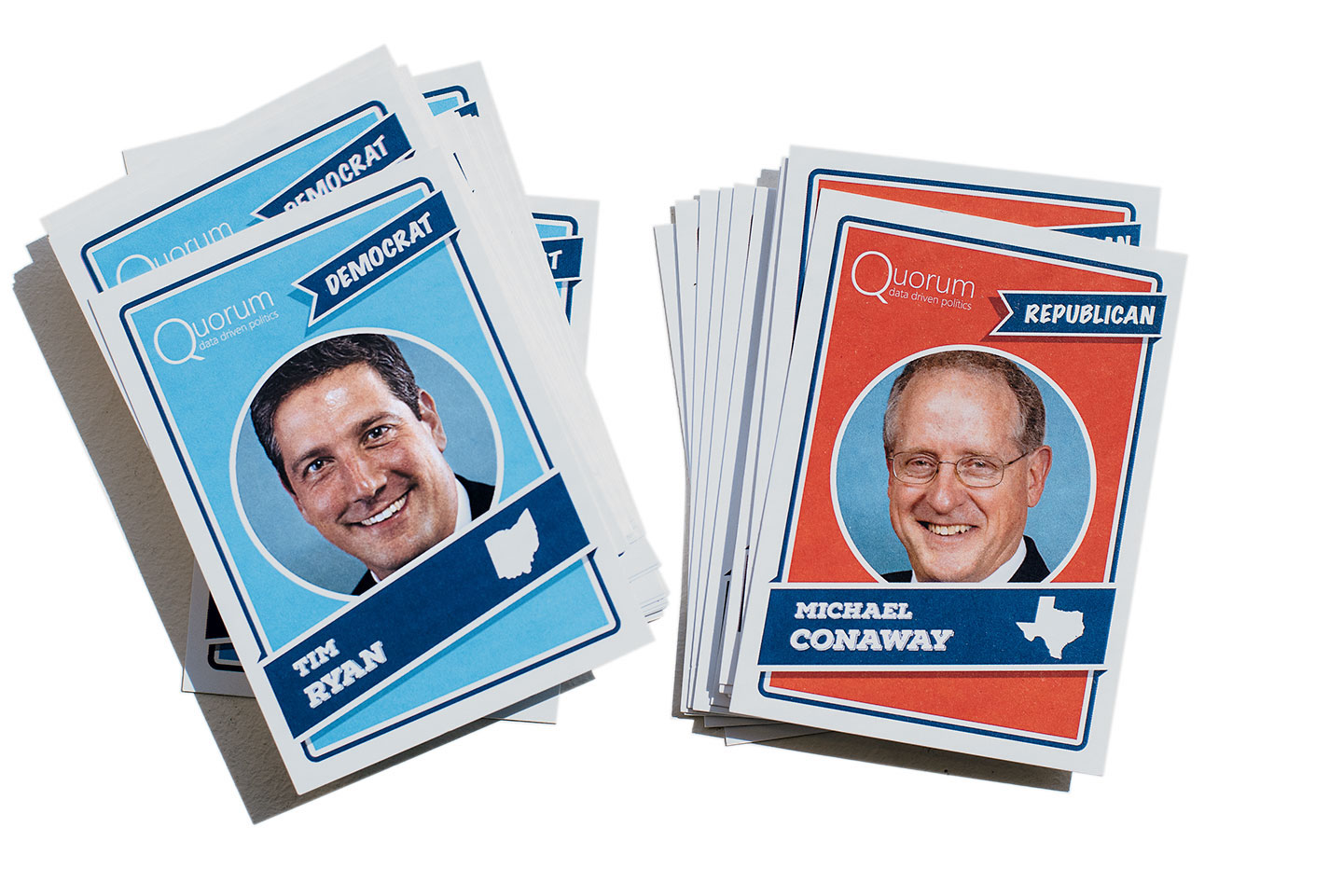 Baseball cards, printed with members' lawmaking stats, that the company gave out at the Congressional Baseball Game.