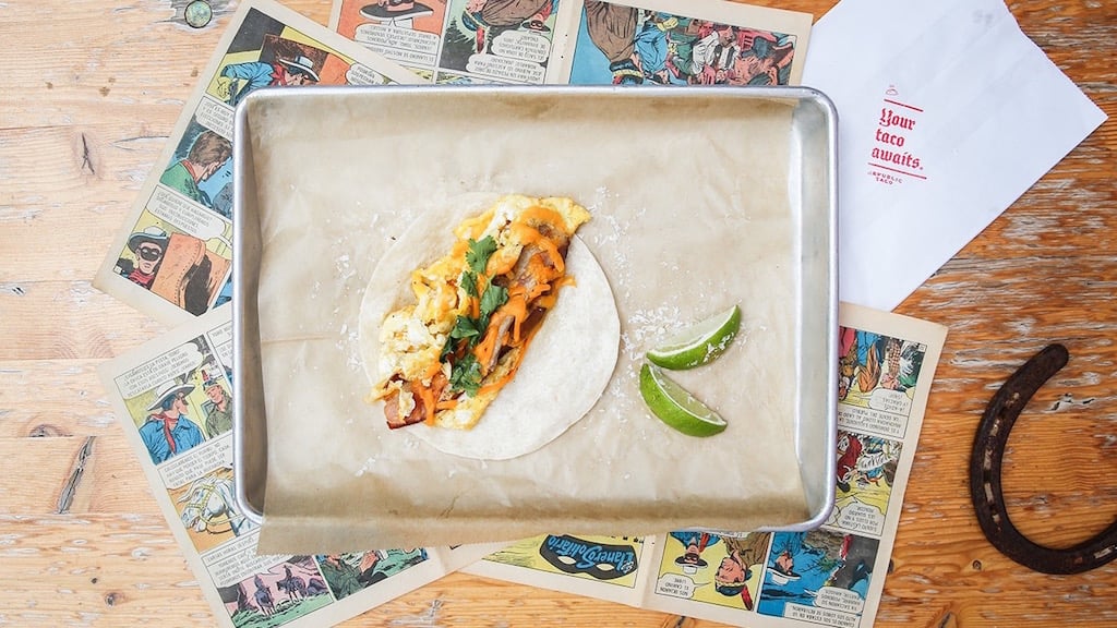 Delivery breakfast tacos are here. Photo courtesy Republic Taco. 