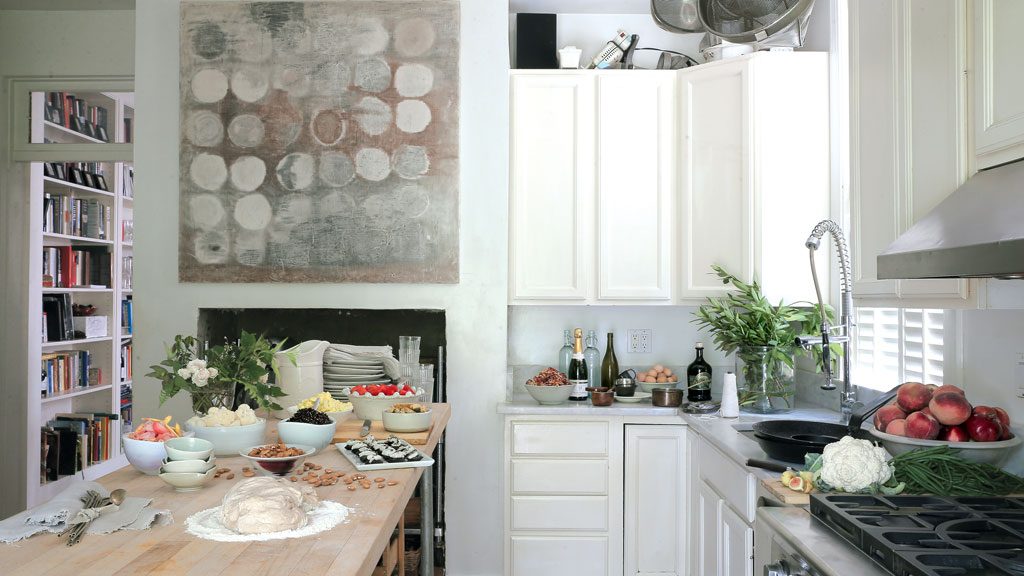 Sidra Forman uses the butcher-block island as a dedicated prep space for her catering business. Photograph by Christopher Shane.