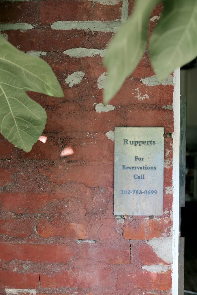 The brass placard from Forman and her husband’s former Shaw restaurant, Rupperts, adorns the door leading from garden to kitchen. Photo by Christopher Shane.