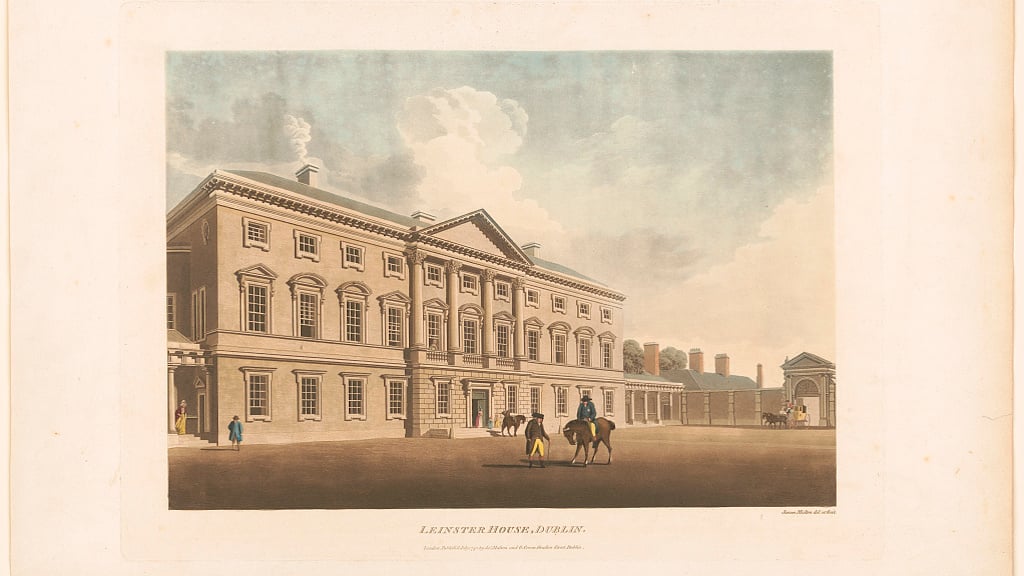 Lenister House in Dublin, the basis for the design of the White House. Print by James Malton.