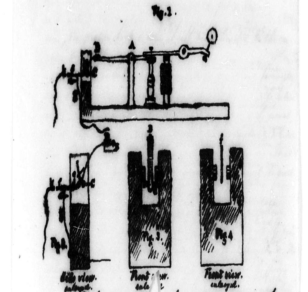 Original drawing of telegraph machine by Samuel Morse in 1854. Photo by Samuel Finley Breese Morse.