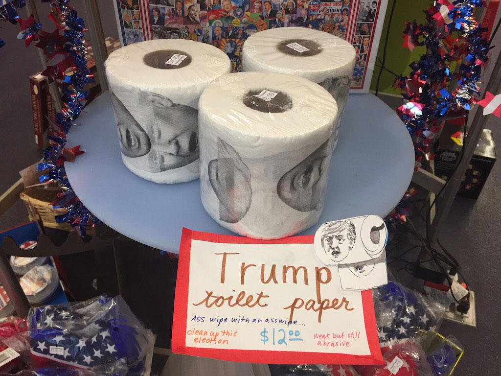 Trump toilet paper, for sale at Chocolate Moose. 
