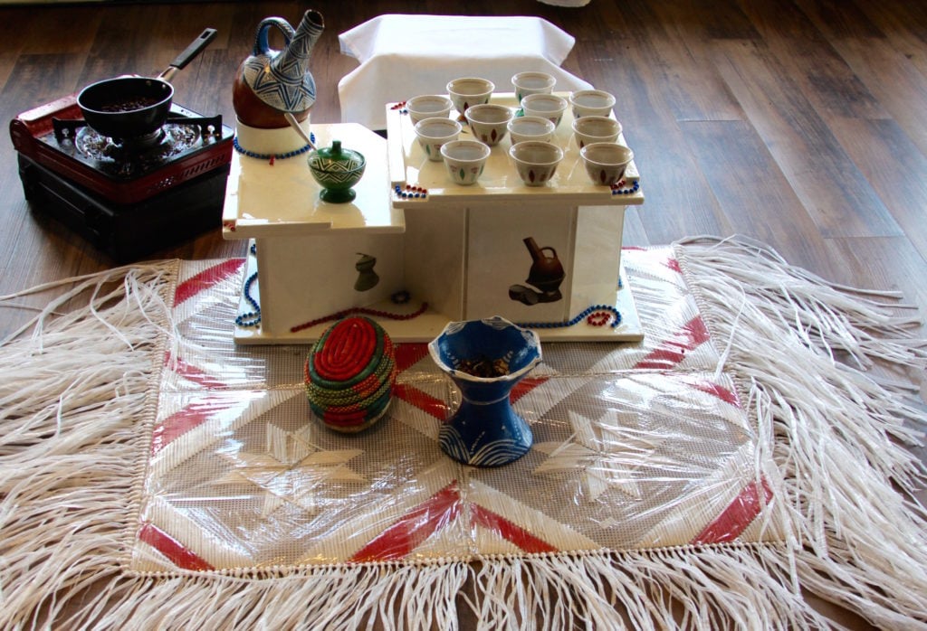 Traditional Ethiopian Coffee Ceremony at Eyo Resturant. Photo Courtesy of Casie Bizuwork