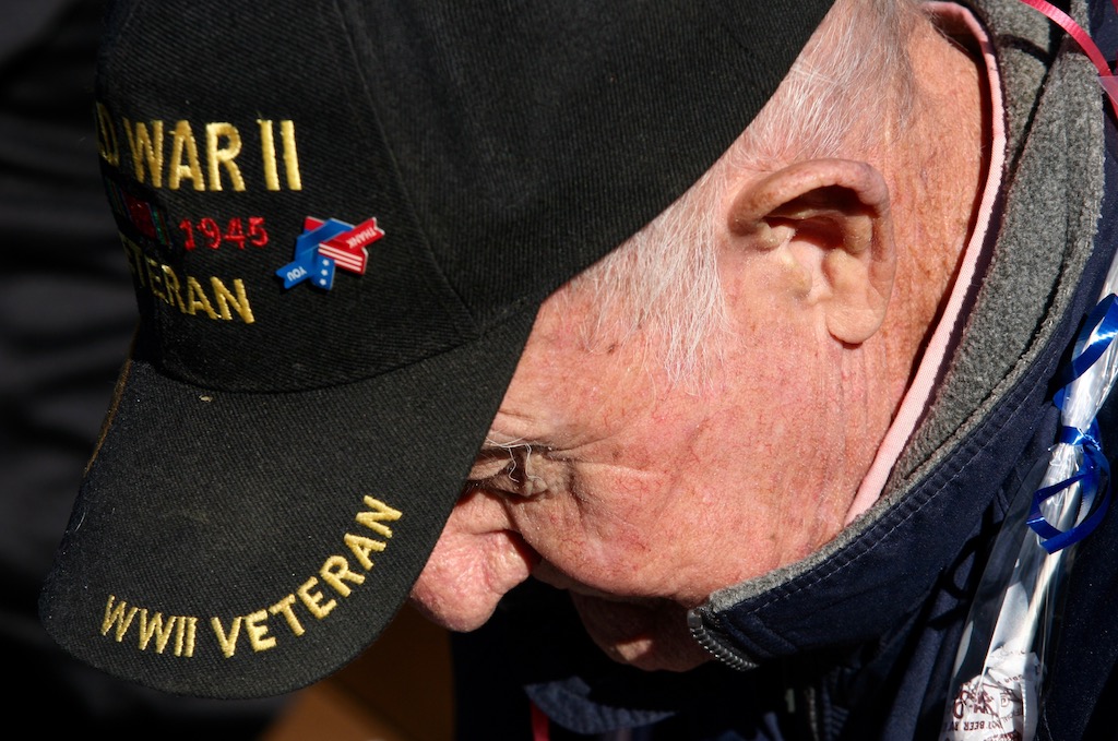 Conrad Korzendorfer, a World War II veteran, during the parade in Manassas