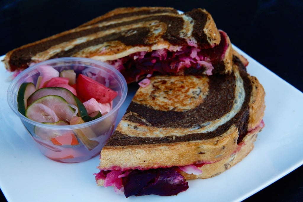 The smoked beet Reuben, a spin on the classic with gouda cheese, kraut, and smoky Russian dressing. 