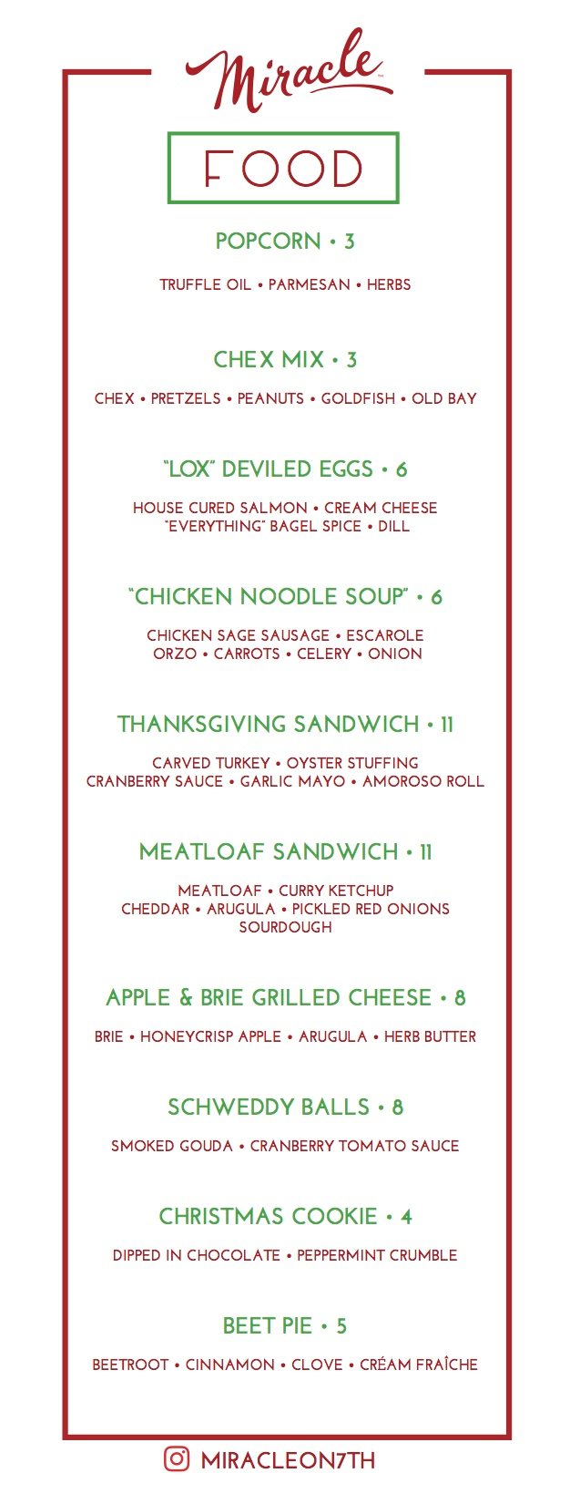 miraclefoodmenu - Washingtonian Pad the stomach with grilled cheese and Christmas cookies. Menu courtesy of Miracle on Seventh