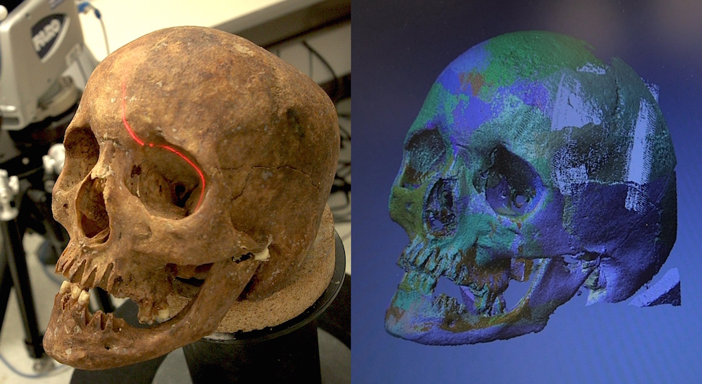 skull-scan - Washingtonian Forensic artists at the FBI Laboratory in Quantico, Virginia utilize models of skulls to create facial approximation of unidentified individuals.