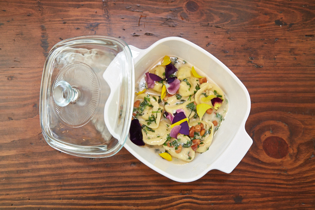 All pastas are made in-house, such as ricotta tortellini with almonds and lemon. 