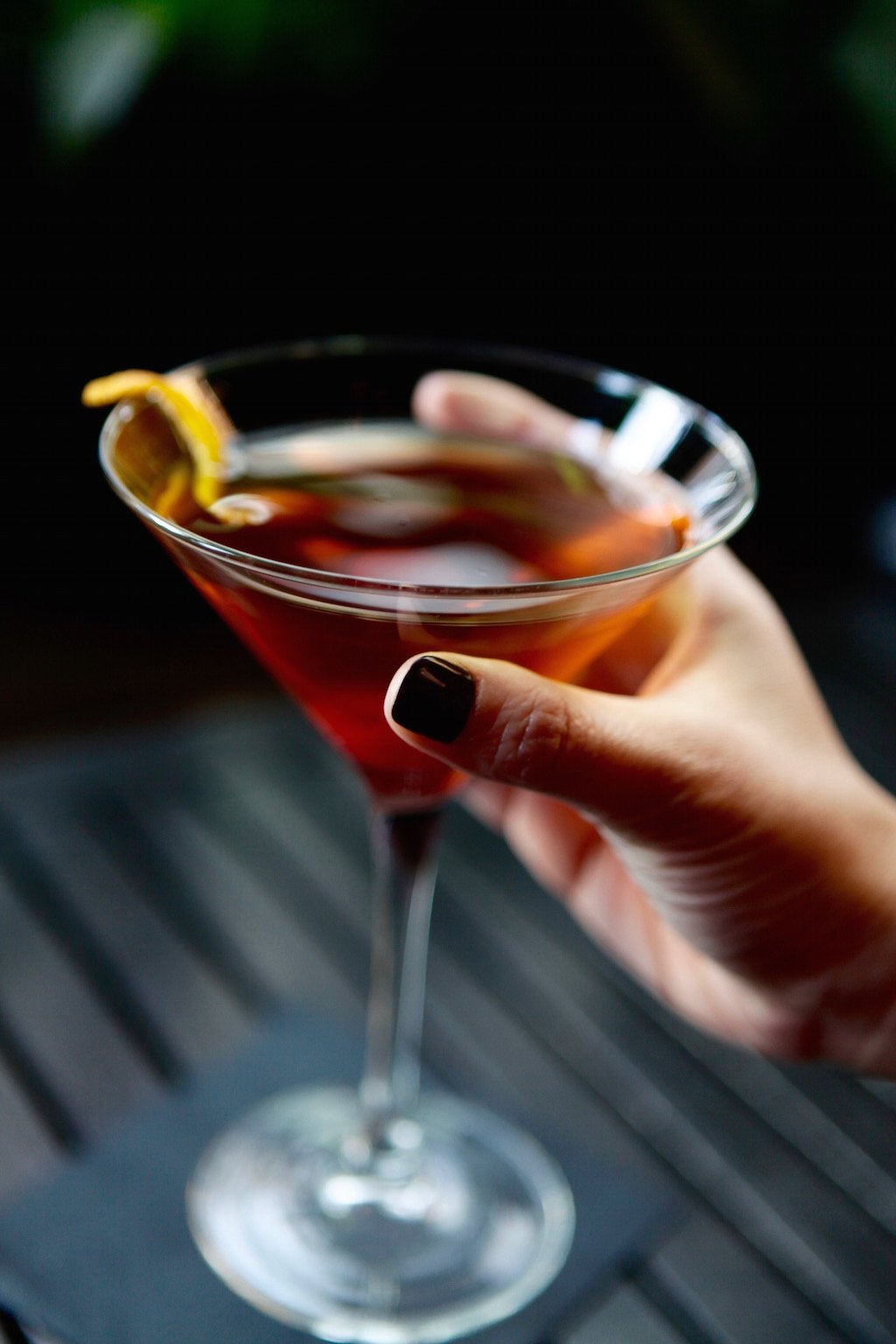 Drinks are designed to be comparatively cheap, like this Mekhong whiskey Manhattan for .