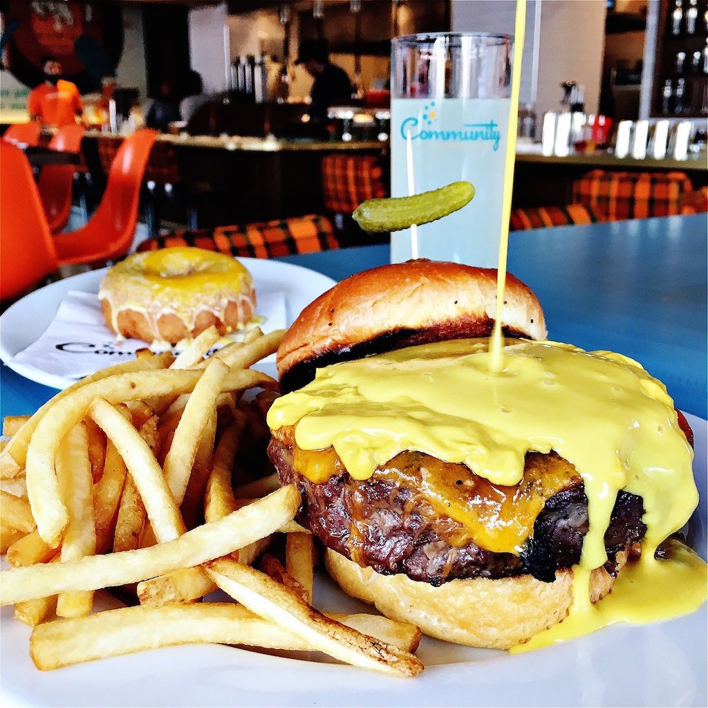 The Golden Showers Burger at Community in Bethesda. Photograph by Nevin Martell