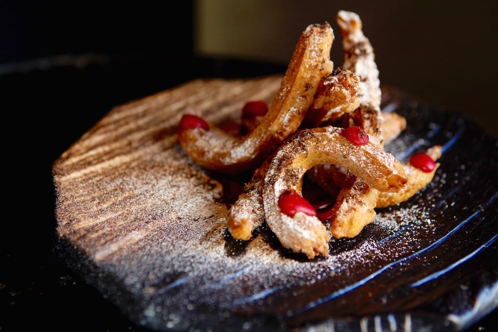 Savory churros are made with butternut squash, truffle, and cranberry mustard. 