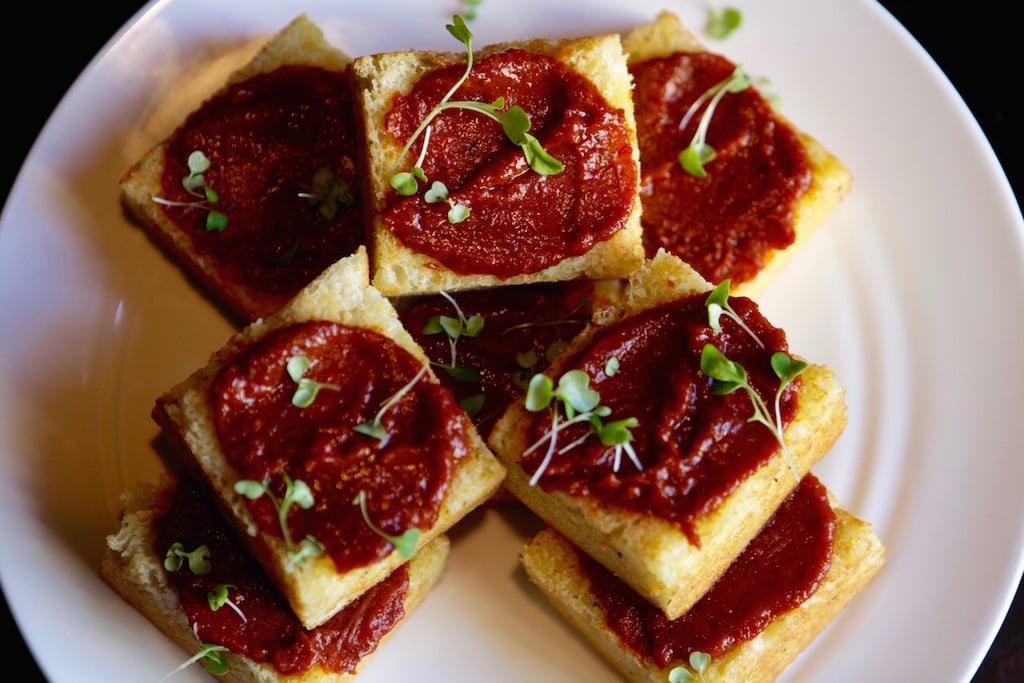 Pan con tomate consists of homemade bread and tomatoes Martin canned over summer. 