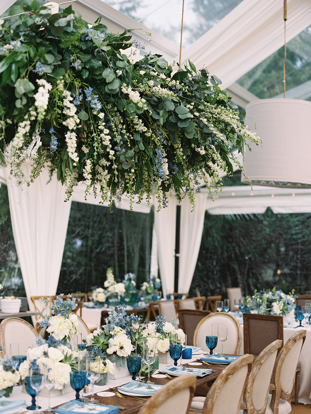 Sigrid Smitt Joshua Goldman Flower Trellis Rose Flowers Indigo Blue Poolside Wedding