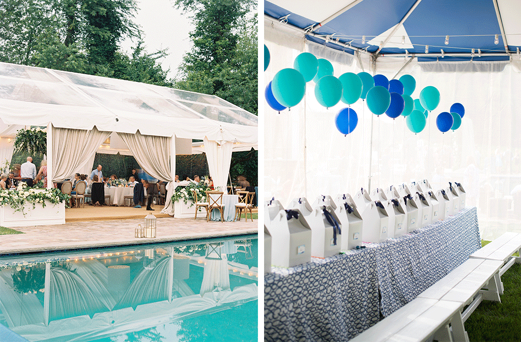 Sigrid Smitt Joshua Goldman Flower Trellis Rose Flowers Indigo Blue Poolside Wedding