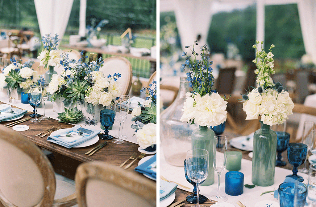 Sigrid Smitt Joshua Goldman Flower Trellis Rose Flowers Indigo Blue Poolside Wedding