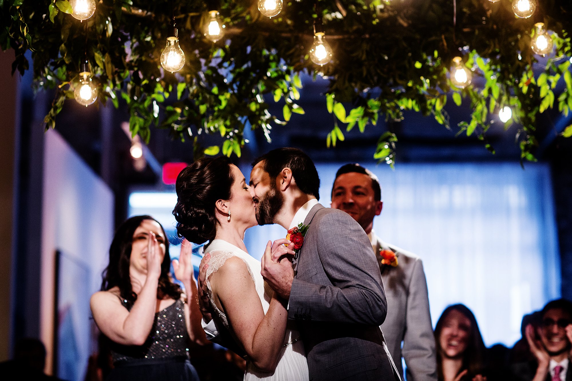 The Hanging Florals Add Such a Cool Touch to this Downtown DC Gallery Wedding Julia Brower Nick DiCarlo Longview Gallery 