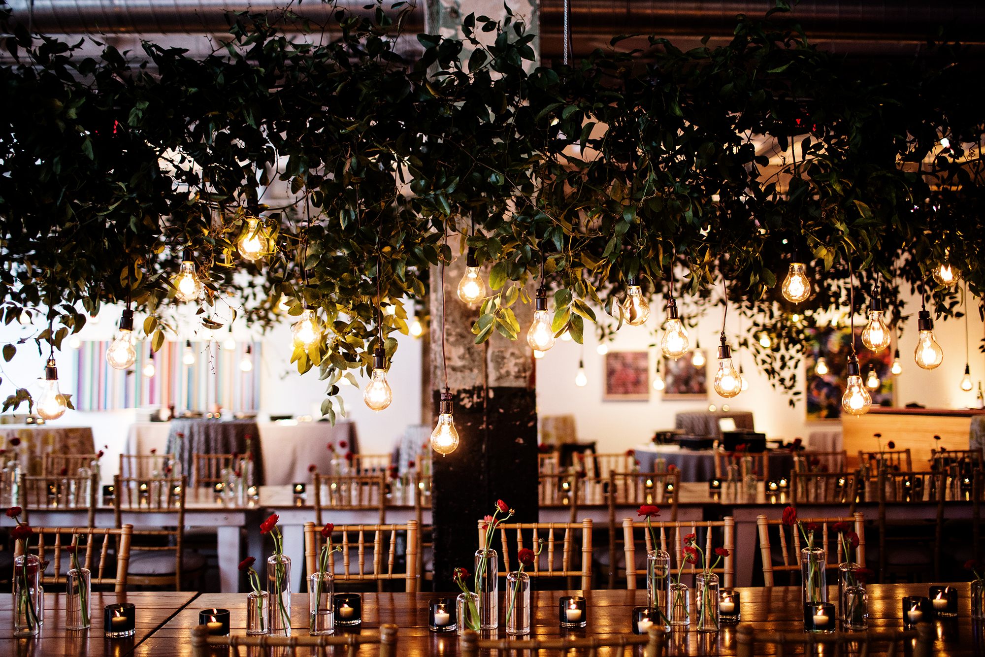 The Hanging Florals Add Such a Cool Touch to this Downtown DC Gallery Wedding Julia Brower Nick DiCarlo Longview Gallery 