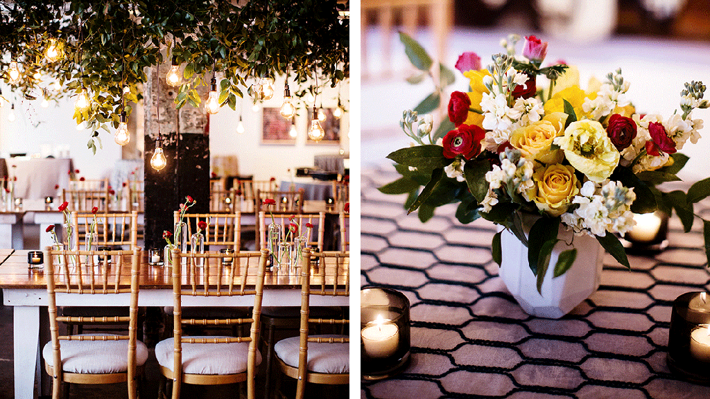 The Hanging Florals Add Such a Cool Touch to this Downtown DC Gallery Wedding Julia Brower Nick DiCarlo Longview Gallery