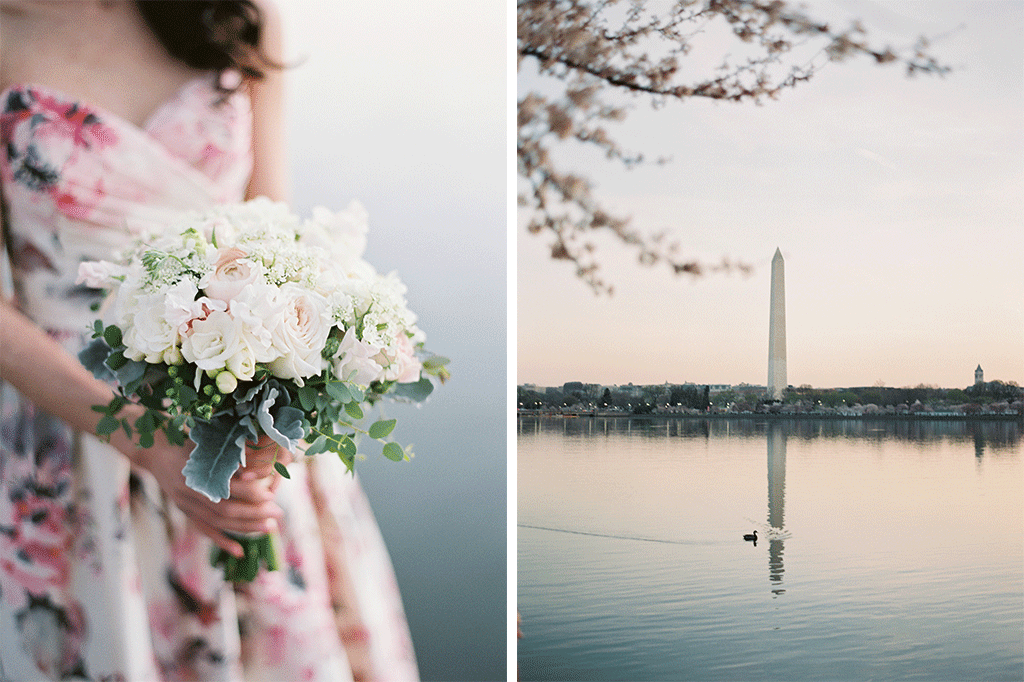 Suzy Dodge Justin Cook Amelia Johnson This Bride's Floral Print Dress was PERFECT for her Cherry Blossom-Themed Wedding