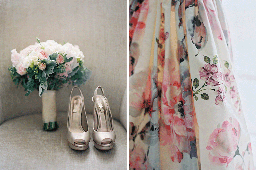 Suzy Dodge Justin Cook Amelia Johnson This Bride's Floral Print Dress was PERFECT for her Cherry Blossom-Themed Wedding