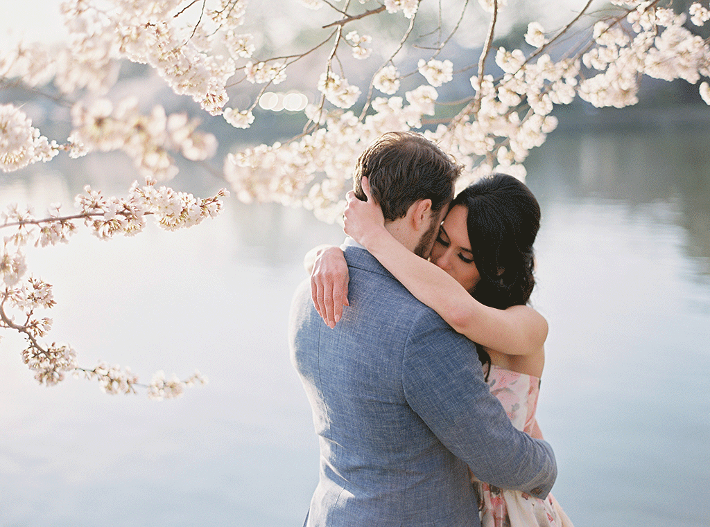 Suzy Dodge Justin Cook Amelia Johnson This Bride's Floral Print Dress was PERFECT for her Cherry Blossom-Themed Wedding